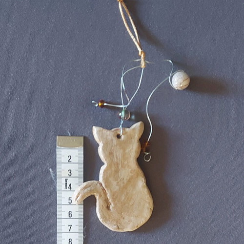 Decorative cat figurine new, handmade from air-dry clay
