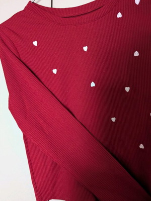 Shein blouse new, red with embroidered hearts, size S