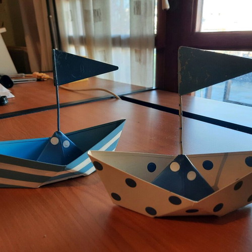 Decorative metal boats used, set of 2 pieces