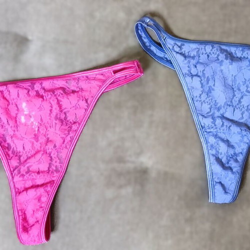 Vanity Fair string lingerie set new, size XL, blue and pink