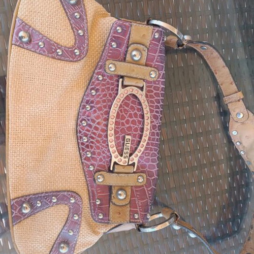 Guess vintage shoulder bag like new, beige and pink