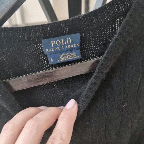 Πλεκτό poncho Polo Ralph Lauren μεταχειρισμένο, μαύρο με πλεξούδα