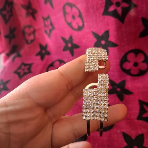 Bracelet bangle used with zircon, geometric design, multicolor