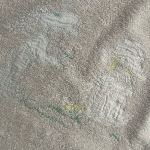 Klotsotiras bath towel used, pink with appliqué design