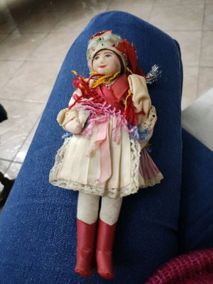 Vintage cloth doll used with European traditional costume