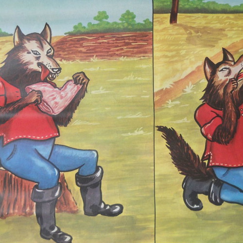Old school map The wolf and the stork used