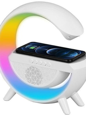 Bluetooth Speaker 5W and Wireless Charger with 7 Colors White New