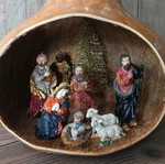 Large handmade pumpkin with nativity theme like new