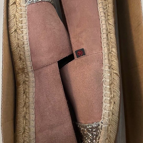 Doca espadrilles size 40 like new, real leather and suede, dusty pink with glitter