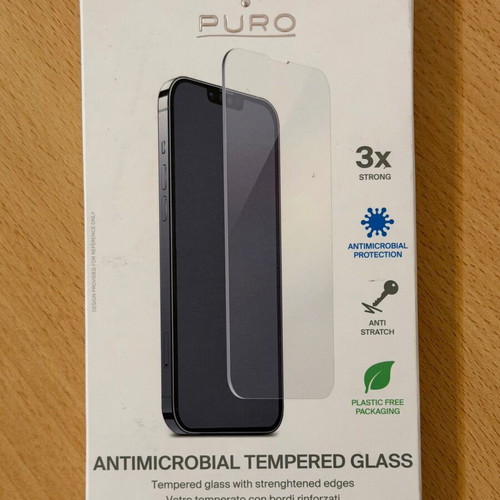 PURO Antimicrobial Tempered Glass Screen Protector for iPhone 13 Pro Max new