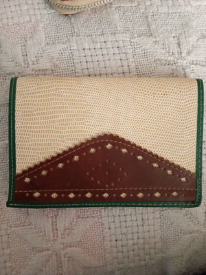 Wallets used, green with beige