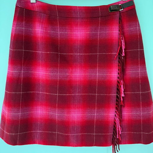 Escada Sport wool checked skirt used in red and fuchsia tones