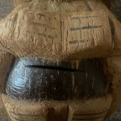 Handmade coconut monkey figurine used
