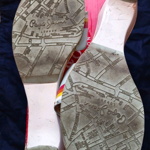 Pepe Jeans London sandals size 39 with transparent heel and colorful stripes like new