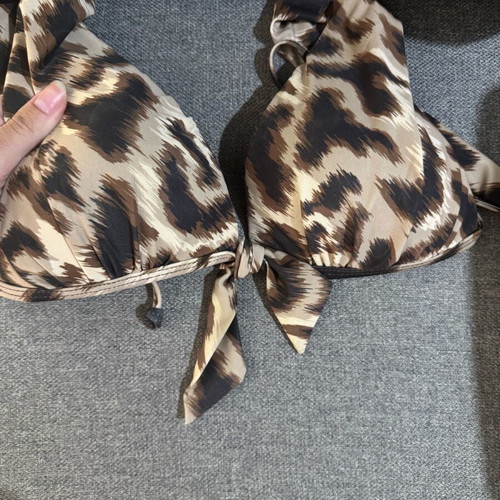 Leopard Print Bikini Top like new, size S-M, beige and brown