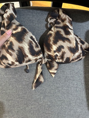 Leopard Print Bikini Top like new, size S-M, beige and brown
