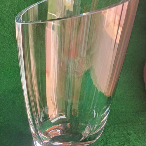 Krosno Crystal Vase Minimal Slant-Cut Poland like new