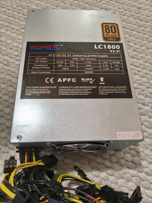 LC-POWER Full-Wired Computer Power Supply 1800 Watt 80 PLUS Gold New