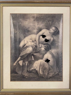 Vintage engraving used with worn frame