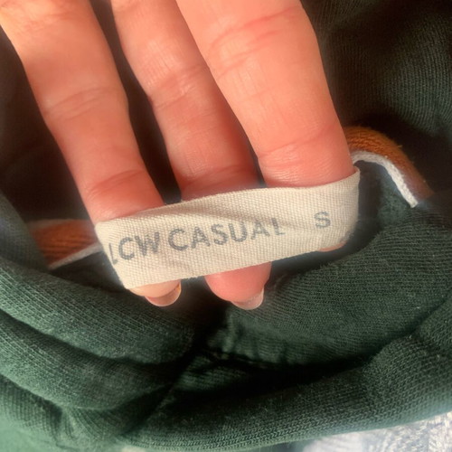 Sweatshirt used with hood and print green, size S