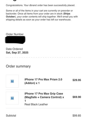 IPhone 17 Pro Max Grip Case like new, Dbrand
