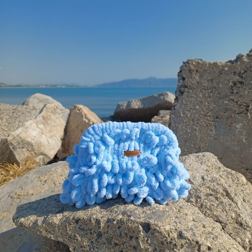 Puffy Bag, blue, 22 cm opening with lining