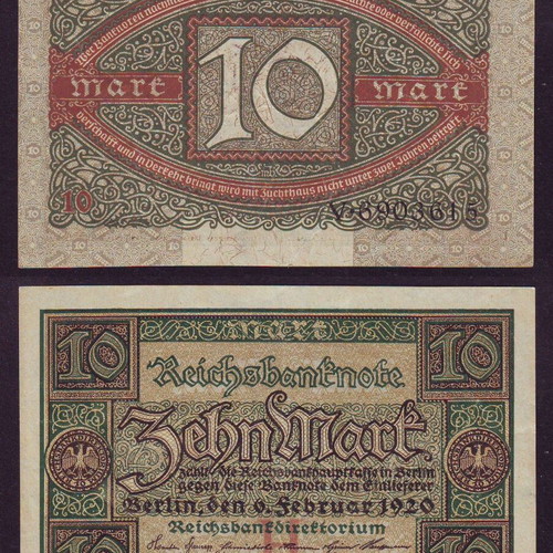 Germany 10 Mark 1920 banknote paper money
