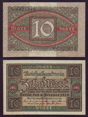 Germany 10 Mark 1920 banknote paper money