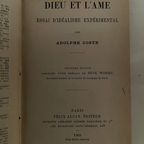 Adolphe Coste Dieu et l'Ame book used, French, leatherbound edition 1903