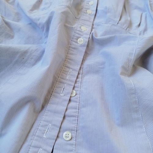 Cotton women's summer blouse S-M like new, white and blue