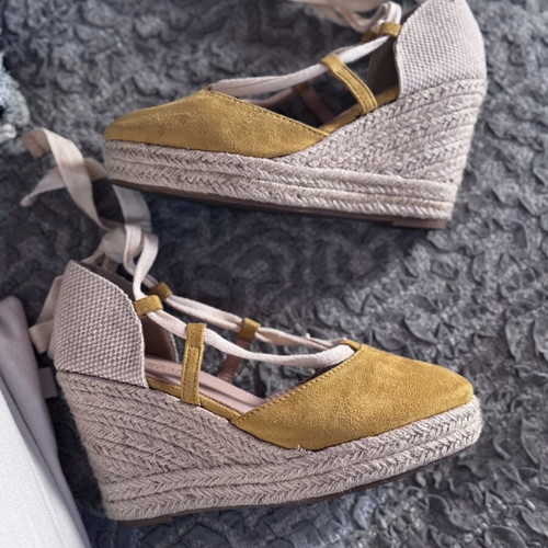 Mustard Espadrilles Platforms Martin Pescatore like new, size 36