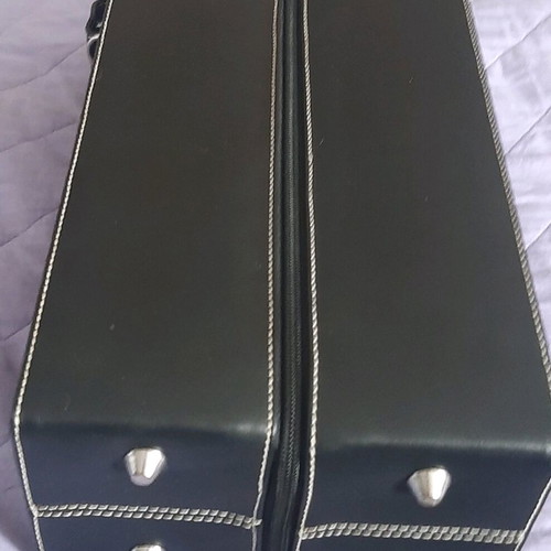 Wine bottle case used, leather with two glasses