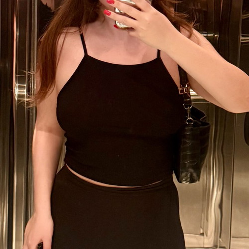 Bershka Elastic Black Soft Crop Tank Top Open Back like new