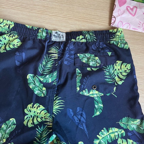 Swim shorts with pattern in very good condition, blue, for boys 13-14 years
