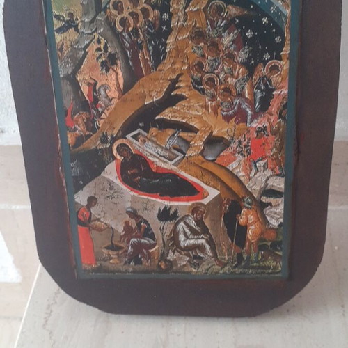Wooden handmade icon The Nativity new