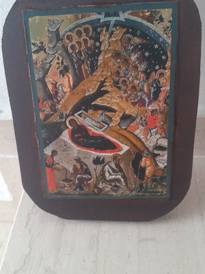 Wooden handmade icon The Nativity new