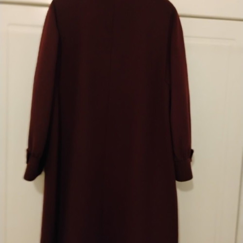Schurwoll long wool coat, burgundy, size L