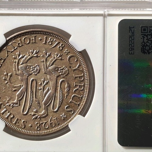 45 Piastres 1928 Cyprus coin NGC MS61 certified uncirculated