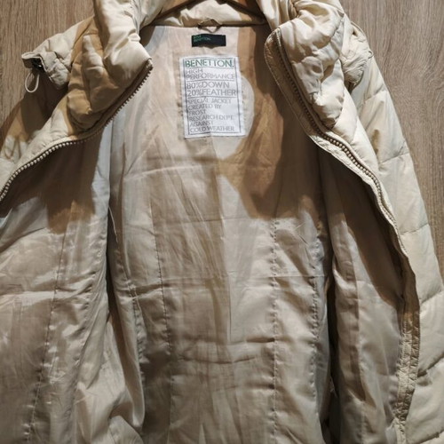 Benetton women's down jacket used, white-beige, size M