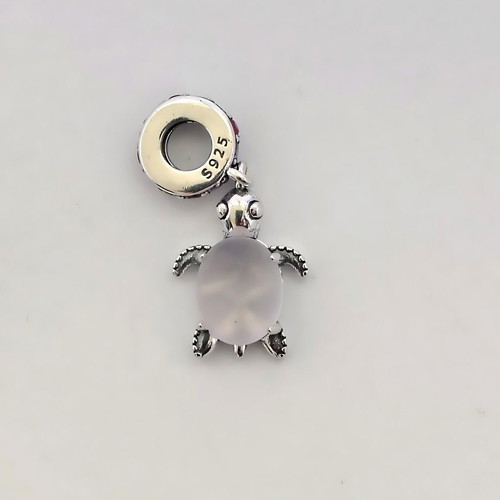 Charm sea turtle silver S925 with pink Murano new