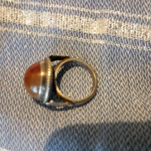 Vintage rosetta ring with semi-precious stone used, silver 925