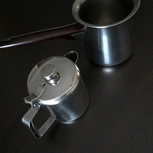 Stainless Steel Set with Briki and Jug used, durable kitchenware