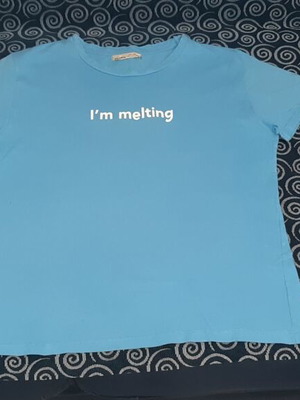Γυναικείο μπλε T-Shirt Pull & Bear, μέγεθος Large, 100% βαμβάκι