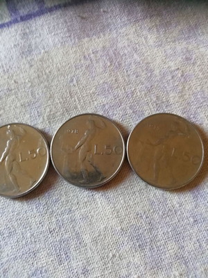 Italian lira coins used, various denominations and years