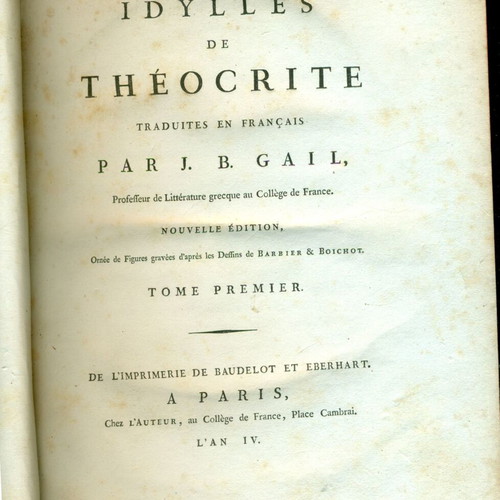 Idyllia tou Theokritou leather-bound book used, Paris 1795, 2 volumes in 1