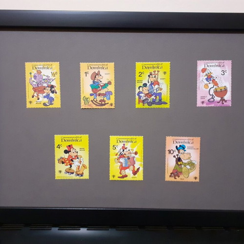 Dominica 1979 Disney Characters Playing Musical Instruments Stamp Set new, 7 pieces