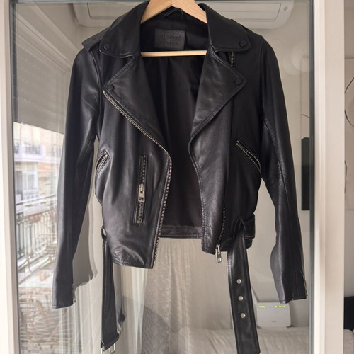 AllSaints 100% sheep leather biker jacket like new, black, size 34