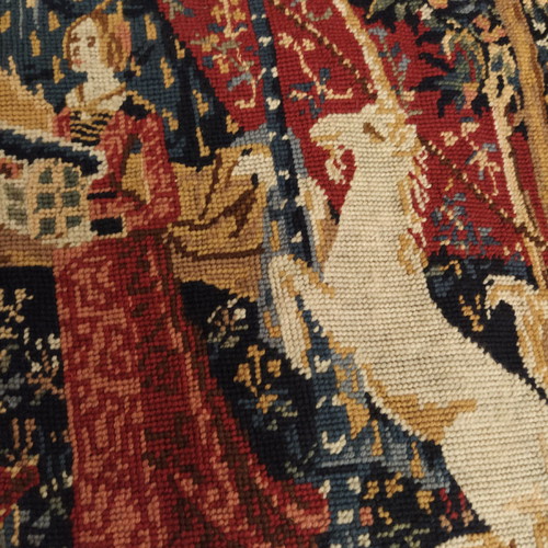 Tapestry embroidery used with theme The Lady and the Unicorn
