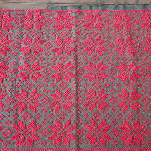 Cross Stitch Fabric Used, Red on Black Snowflake Pattern