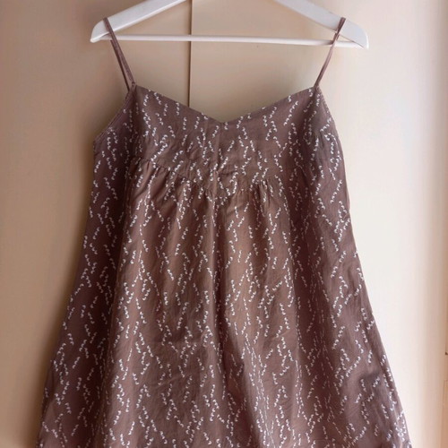 AMP blouse size M khaki with white patterns and thin straps boho style